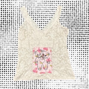 Two-Headed Bear Patchwork Camisole: Upcycled Vintage Top