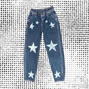 jeans with black white stars