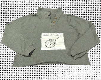 Gods perfect creature the horseshoe crab grey cropped sweater
