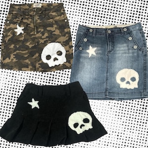 skull bones and stars patchwork skirts