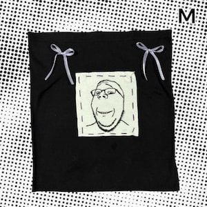 Soyjak wojak tank top: handmade meme patch shirt with bows