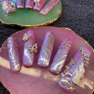 Purple Pearl Gel X Press On Nails