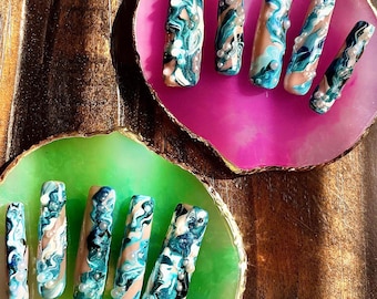 Ocean Blue Gel X Press On Nails