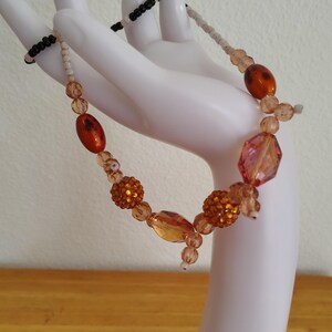 Copper Brown Necklace for Women, Copper Brown with Hint of Orange and Dull Pink Beaded Necklace, Glass Beaded Necklace, Handmade  and Unique