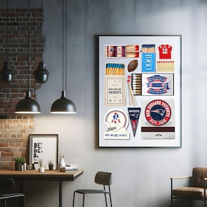 New England Patriots Football Digital Print | Retro Sports Poster | Printable Wall Art