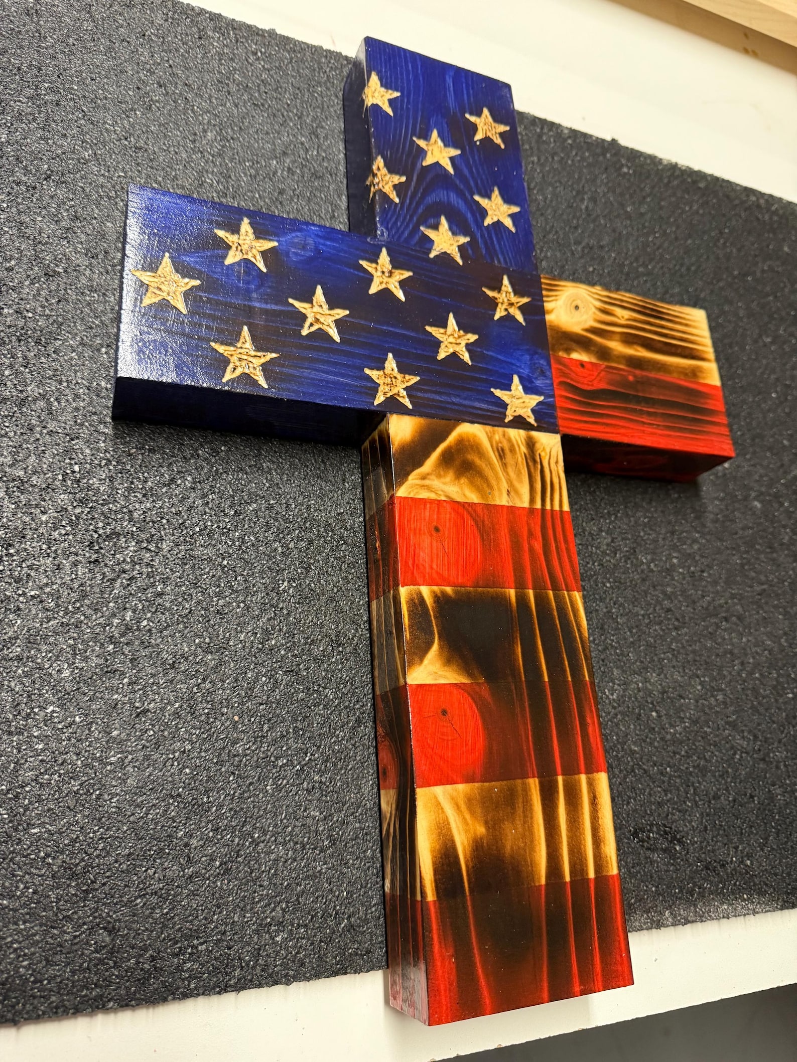 Rustic American Flag Cross