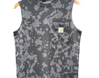 Regata masculina Carhartt, tamanho grande, branqueada à mão