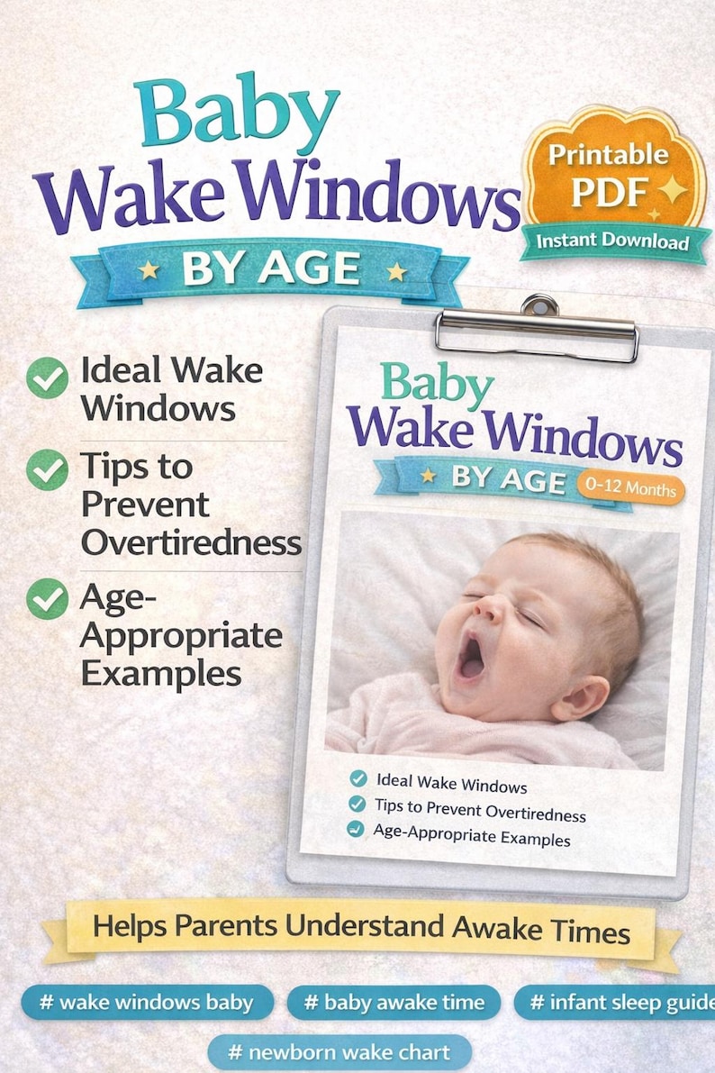 Baby Wake Windows by Age 0–12 Months Printable PDF | Infant Sleep Guide ...