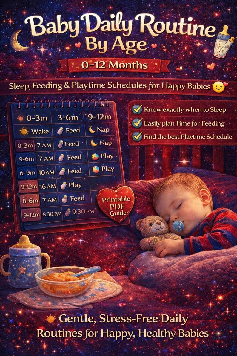 Newborn Routine Pdf Baby Daily Routine by Age 0-12 Months, Baby Schedule Printable, Newborn ...