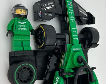 Diplay Your LEGO F1 cars in Style – Minifig Spot and Tire – Easy Install (No Drilling)