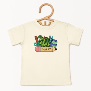 Personalized Back to School Shirt for Kids, Custom Name Tee, First Day of School Outfit, Natural Color Toddler Shirt, Cute Preschool Shirt