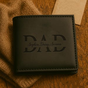 Custom Leather Dad Wallet, Engraved Rfid Dad Wallet with Kids Names, Fathers Day Gift Wallet, Personalized Dad Wallet Gift from Kids