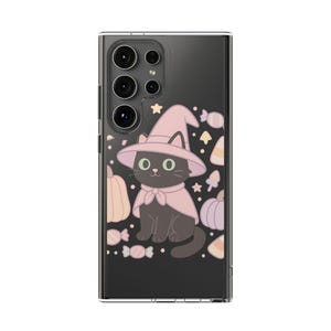 Halloween Cat Clear Phone Case, Cute Cat Case, Fall Aesthetic Phone Cover, Kawaii Gifts for Cat Lovers, Spooky Season Accessories