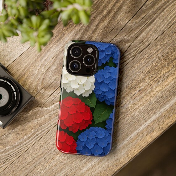 Red White Blue Hydrangea Phone Case Patriotic Floral Design iPhone Samsung Pixel 4th of July Aesthetic Summer Garden Flower Cover Red White Blue Hydrangea Phone Case Patriotic Floral Design iPhone Samsung Pixel 4th of July Aesthetic Summer Garden Flower Cover