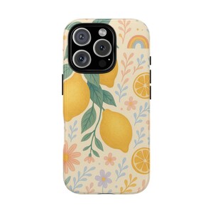 Pastel Lemon Floral Phone Case for iPhone Samsung Google Pixel Cute Fruit Cottagecore Aesthetic Summer Vibes