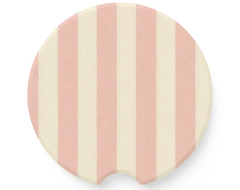 Soapstone Car Coaster: Pink Cream Stripe Coastal Decor