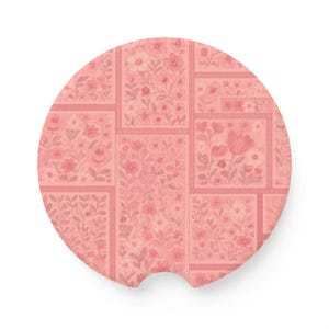Pink Floral Car Coaster Vintage Patchwork Cup Holder Insert for Cottagecore Shabby Chic and Cozy Car Decor Cutecore accessories