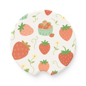 Sottobicchiere per auto a forma di fragola, simpatico accessorio di frutta per portabicchieri per auto, decorazione per auto Cottagecore, regalo estivo per lei, sottobicchiere in pietra assorbente