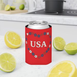 Happy Birthday America Can Cooler 4th of July Koozie Red White Blue Patriotic Drink Holder USA Party Favor Summer BBQ Accessory