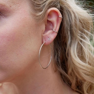 Handmade Sterling Silver Hammered Extra Large Hoop Earrings