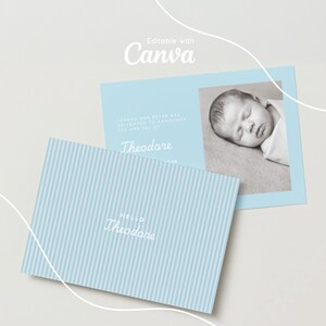 編集可能な出産のお知らせ – 男の子のテーマ | すぐにダウンロード | Canvaテンプレート