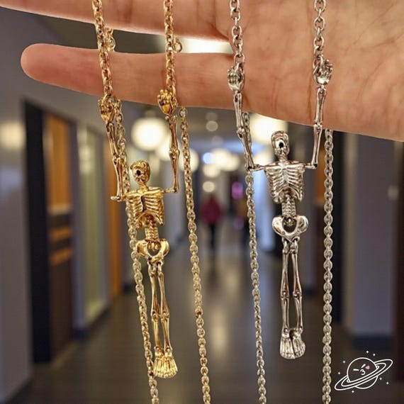 Skeleton Bones Necklace, Celestial Silver Gold Ne… - image 4