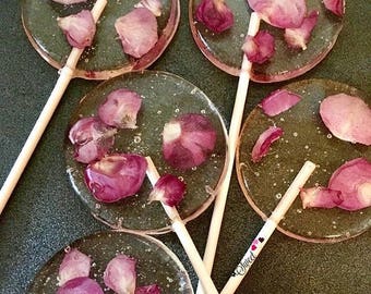 Rose Tea Lollipops- Hard Candy Lollipops-  Birthday Lollipops- Bridal Shower Favors- Wedding Lollipops- Hard Candy-Gourmet