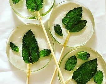 Mint Garden Lollipops- Hard Candy Lollipops- Birthday- Wedding- Bridal Shower-Baby Shower - Quinceañera