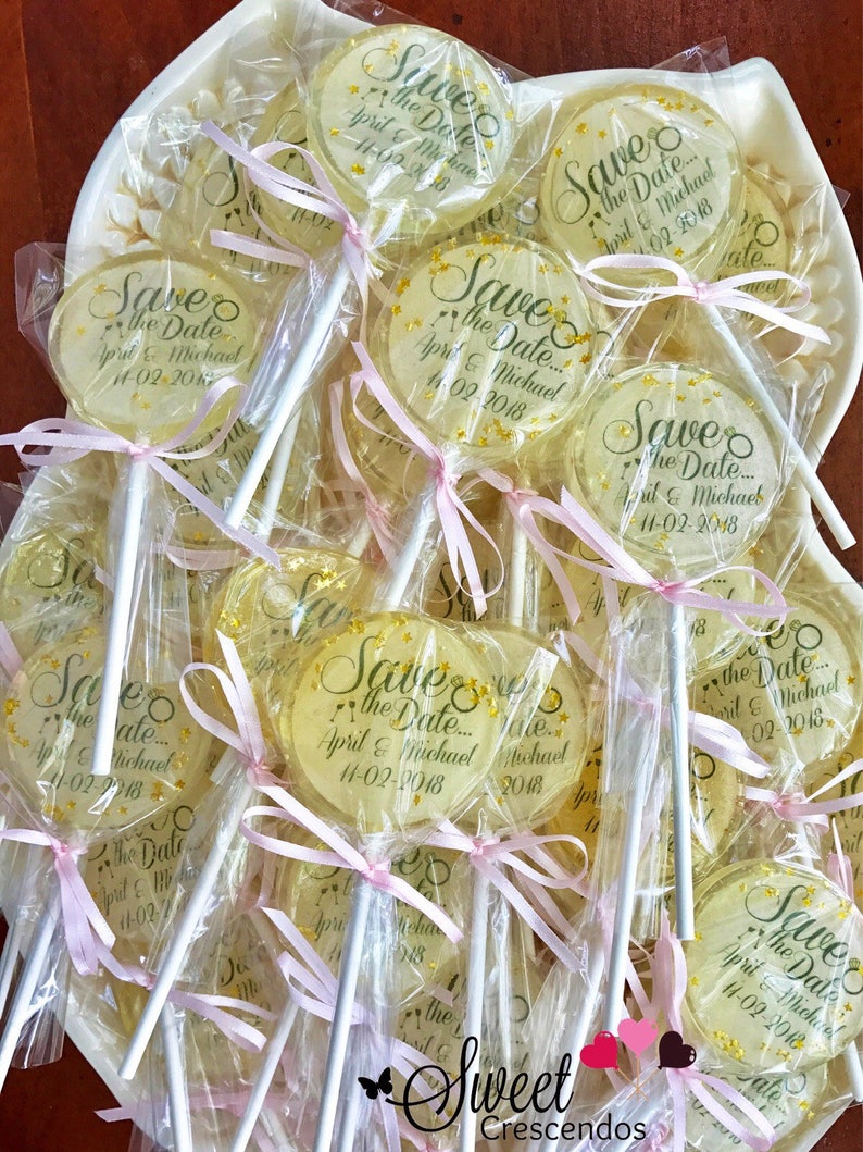 Wedding Lollipop Hard Candy Lollipopcandy Wedding Favors Etsy