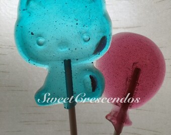 Little KITTY Lollipops- Hard Candy Lollipops- Birthday Lollipops- Party Favors