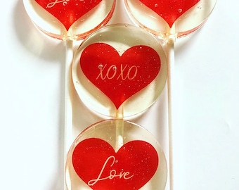 10 Valentine's Day XOXO & LOVE Lollipops- Hard Candy-Lollipops-Valentines Day-Love-Xoxo-Favors-Wedding-Bridal Shower-Baby Shower-Gifts