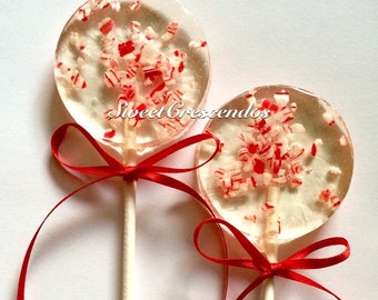 Peppermint  Lollipops- Candy Cane Lollipops- Christmas Candy- Stocking Stuffers- Hard Candy Lollipops- Suckers