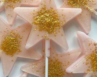 Pink Pixie Dust Star Wand Lollipops- Hard Candy- Sweets -Lollipops-Candy- Birthday-Bridal Shower- Baby Shower -Favors-Party Ideas