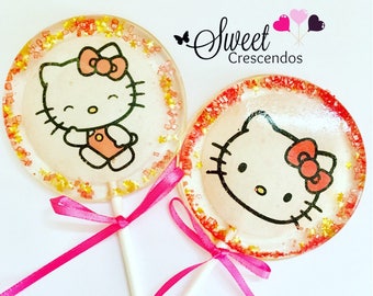 Little Kitty Cat Lollipops- Hard Candy Lollipops- little Kitty Birthday- Party Favors- Bridal Shower- Wedding Favors- Lollipops