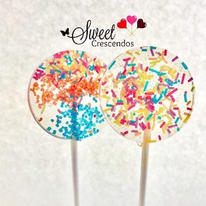 Confetti  Lollipops- Hard Candy Lollipops- Birthday Lollipops- Candy Buffet Lollipops- Sprinkle Mix Lollipops- Party Favors- Bridal Shower