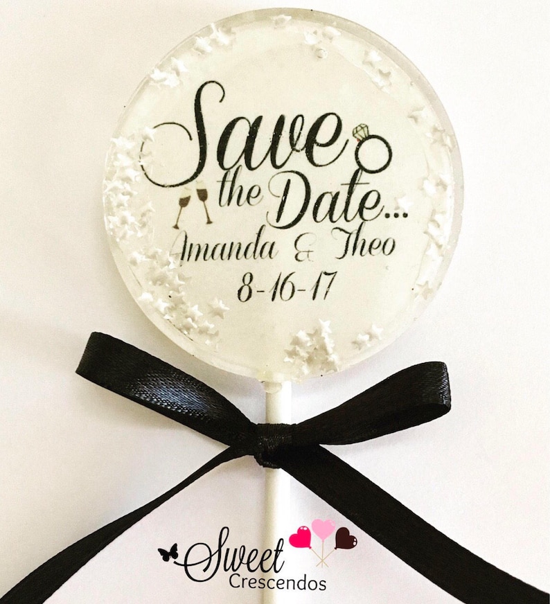 Wedding Lollipop Hard Candy Lollipop-Candy Wedding Favors Bridal Shower Party Favors Birthday Favors Save the Date Personalized image 1