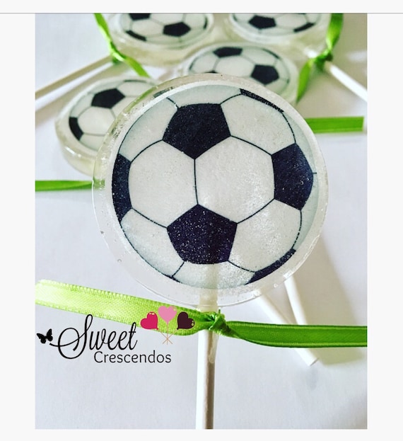 10 Soccer Ball Lollipops- Hard Candy Lollipops-birthday-kids Party
