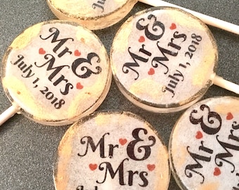 Mr. & Mrs. Personalized Lollipops-Hard Candy Lollipops- Wedding- Lollipops- Bridalshower