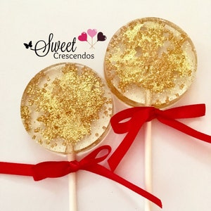 Gold Wedding Favor Lollipops champagne Flavor Candy With Gold