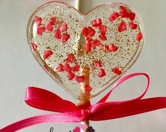Floating Hearts Lollipops - Hard Candy Lollipops- Valentines Day-Birthday- Bridal shower- Wedding
