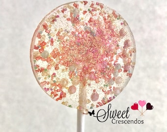 Pink Birthday Lollipops-Hard Candy Lollipops- Bridal Shower Favors - Wedding Favors- Bachlorette Party Favor- Pink Candy- Party Favors