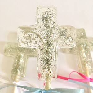 CROSS lollipop Baptisms Lollipops, Christening Lollipops Communion Lollipops Hard Candy Lollipops Religious image 3