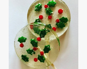 Mistletoe Christmas Lollipops-Hard Candy-Lollipops-Christmas-Party-Favors-Winter-Birthday