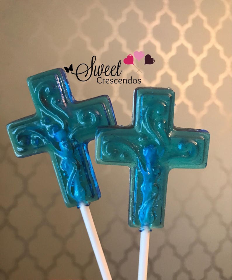 CROSS lollipop Baptisms Lollipops, Christening Lollipops Communion Lollipops Hard Candy Lollipops Religious image 2