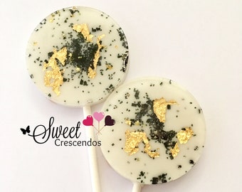 10 Edible Gold Hard Candy Lollipops, Vegan Party Favors