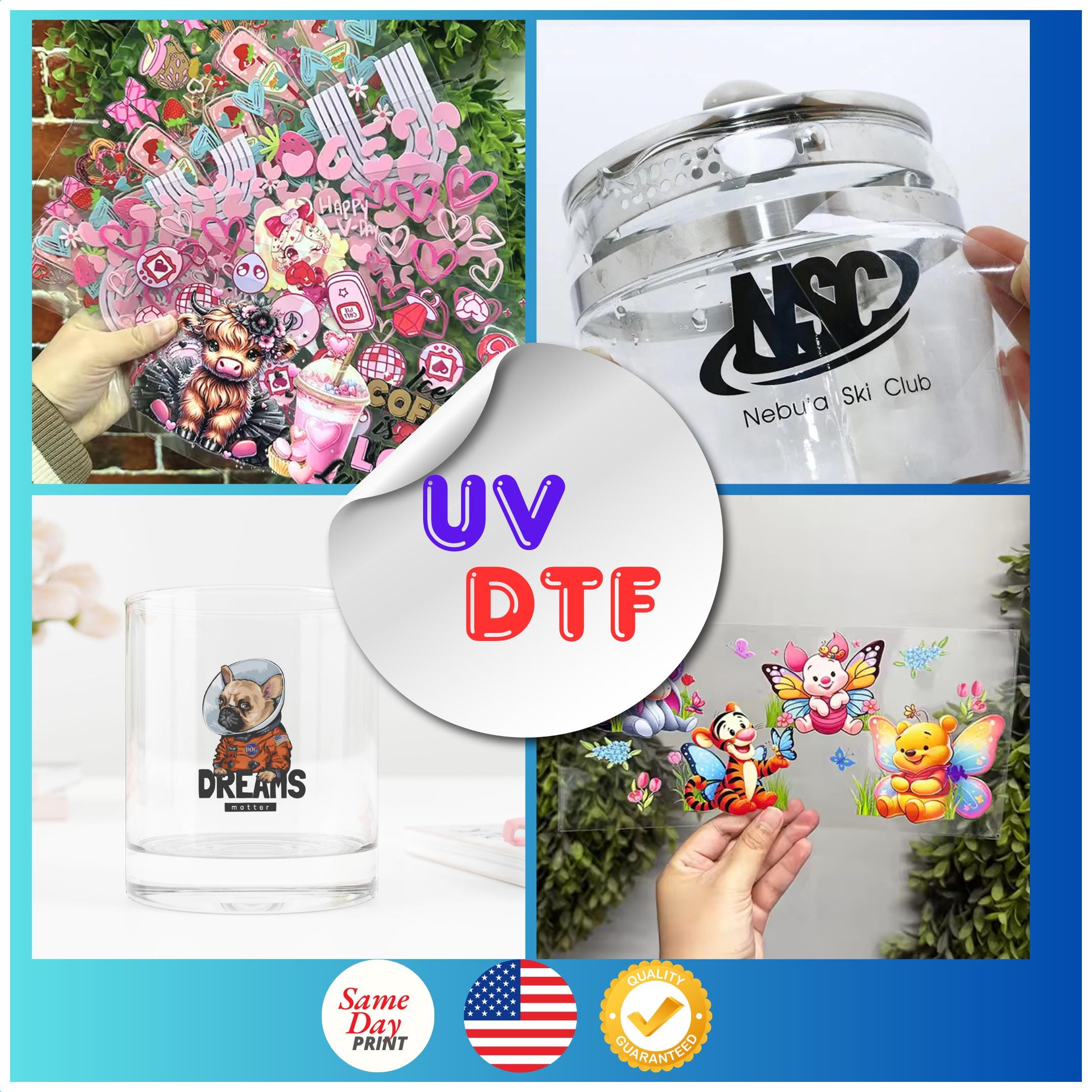 Custom UV DTF Transfer Gang Sheet | Glass Decals - Etsy