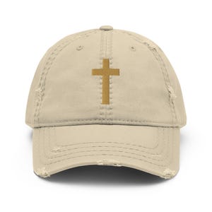 Vintage Distressed Cross Hat, Christian Baseball Cap, Faith-Based Dad Hat, Religious Embroidered Hat, Inspirational Gift, Christian Gifts