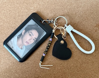 Kpop 875 JJK Photo Card Holder With Lilac Beads - Etsy