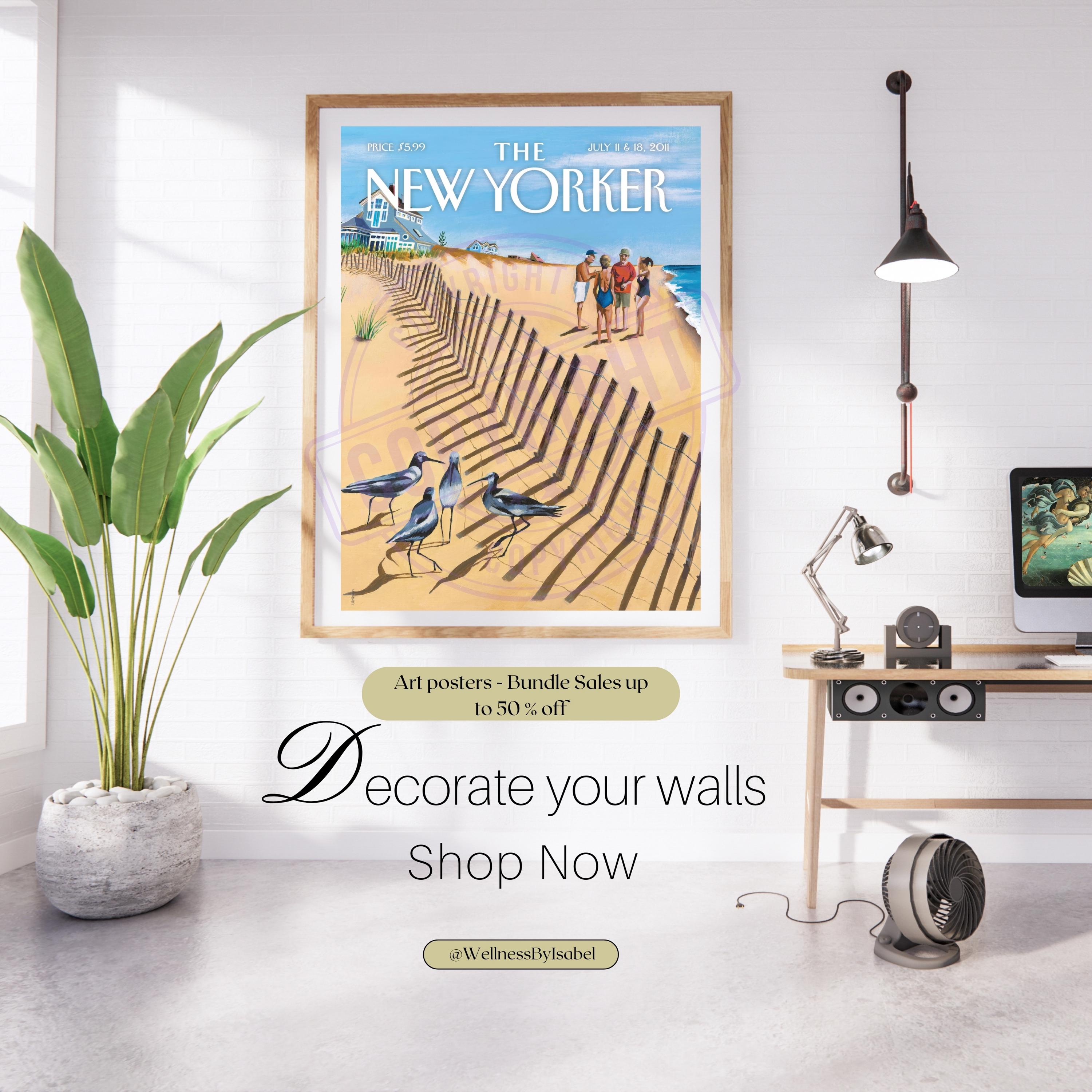 Der New Yorker Print New Yorker Magazine Küste Strandszene Kunst Cover Illustration Trendige druckbare Wandkunst zum Herunterladen DIGITAL-Druck