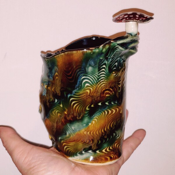 Original stoneware amanita mushroom cup mug